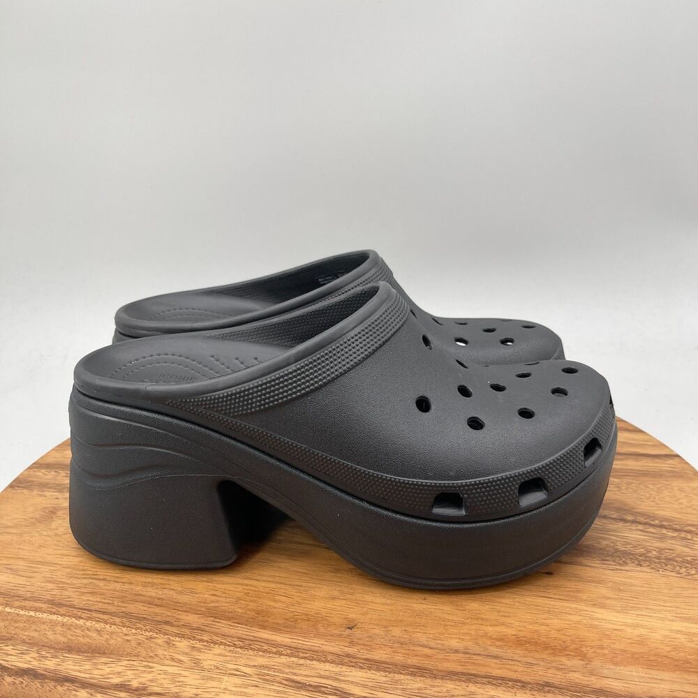 Crocs Siren Clogs Mens Size 11 Black Chunky Platform Casual Heeled